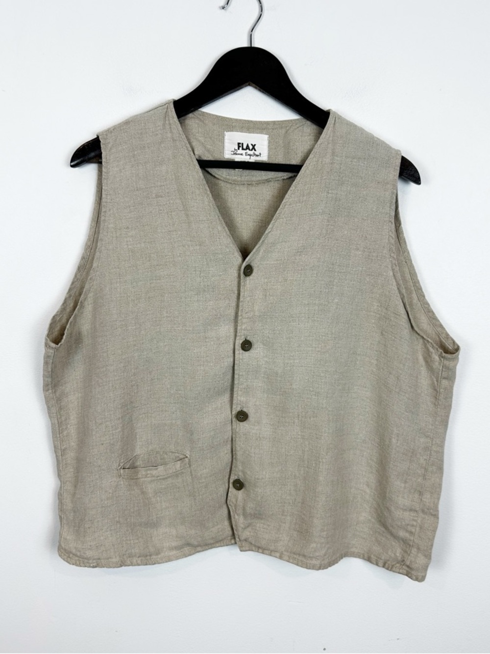 Flax Linen Vest Women's Size Large 100% Linen in Beige
